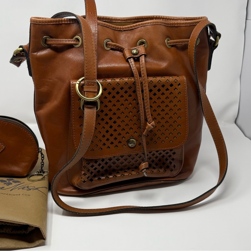 Patricia Nash Brown Leather Shoulder Bag with coin purse and duster bag